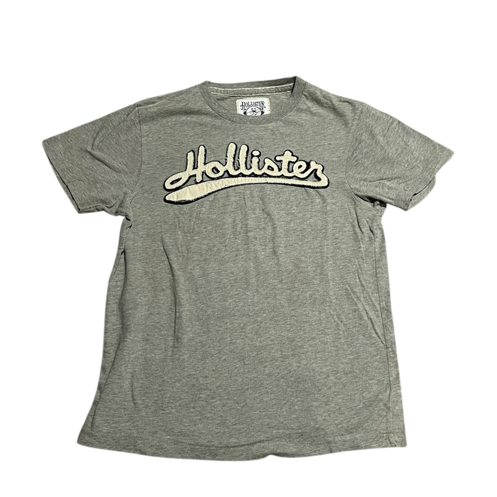 Y2K Hollister Cotton Grey Logo T-Shirt Size S